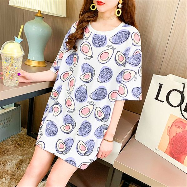 2020 short-sleeved female avocado printed loose t-shirt all-match large size female t-shirt ins fashion, White
2020 short-sleeved female avocado printed loose t-shirt all-match large size female t-shirt ins fashion, White