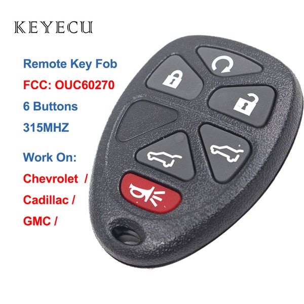 keyecu ouc60270 remote control car key 6 buttons 315mhz for escalade for gmc yukon tahoe 2007-2014
keyecu ouc60270 remote control car key 6 buttons 315mhz for escalade for gmc yukon tahoe 2007-2014