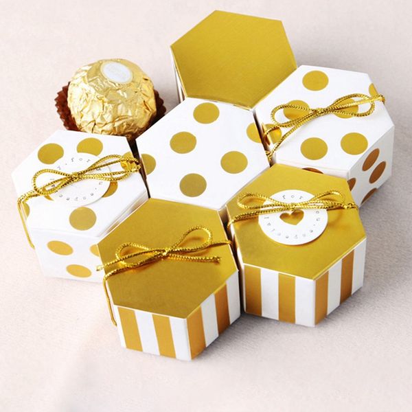 10pcs mini golden stripe dots gift box hexagon wedding chocolate box bronzing candy baking package party decorations
10pcs mini golden stripe dots gift box hexagon wedding chocolate box bronzing candy baking package party decorations