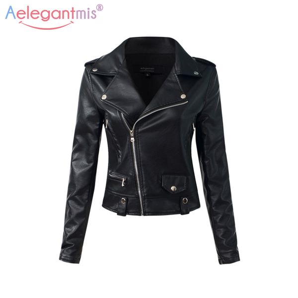 aelegantmis casual pu leather jacket women classic zipper short motorcycle jackets lady autumn soft leather basic coat black, Black;brown
aelegantmis casual pu leather jacket women classic zipper short motorcycle jackets lady autumn soft leather basic coat black, Black;brown