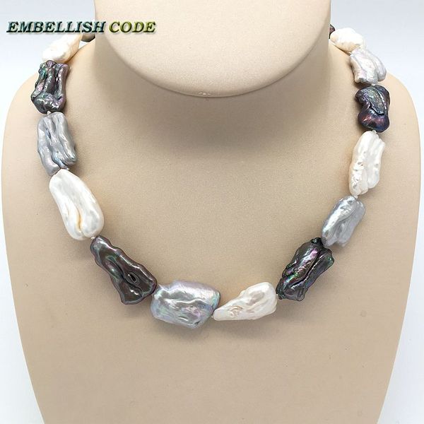 new kind pearl necklace irregular square baroque style white grey black pearls natural cultured pearl special jewelry for women, Silver
new kind pearl necklace irregular square baroque style white grey black pearls natural cultured pearl special jewelry for women, Silver