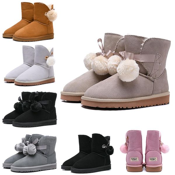 women boots wgg australia classic snow booties bailey hairball bow tie ankle knee womens girls luxury designer winter boot 36-41, Black
women boots wgg australia classic snow booties bailey hairball bow tie ankle knee womens girls luxury designer winter boot 36-41, Black