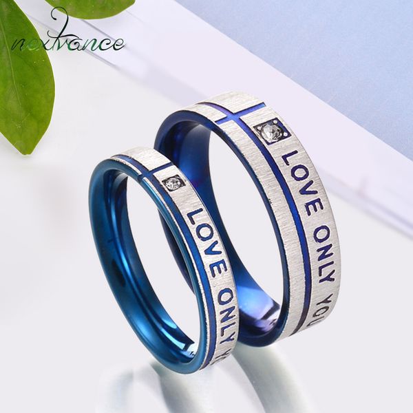 nextvance stainless steel love you couple ring blue letter wedding band ring for lovers promise jewelry l-r14, Silver
nextvance stainless steel love you couple ring blue letter wedding band ring for lovers promise jewelry l-r14, Silver