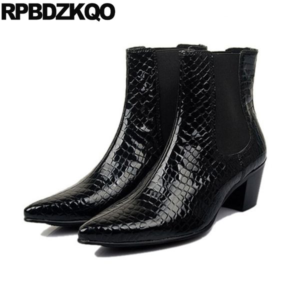 outdoor chunky booties shoes fashion mens high heel boots snakeskin pointed toe patent leather full grain black slip on
outdoor chunky booties shoes fashion mens high heel boots snakeskin pointed toe patent leather full grain black slip on