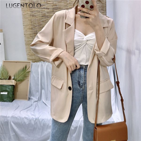 lugentolo women blazers and jackets casual spring new two buckle solid korean loose fashion long sleeve blazer feminino, White;black
lugentolo women blazers and jackets casual spring new two buckle solid korean loose fashion long sleeve blazer feminino, White;black