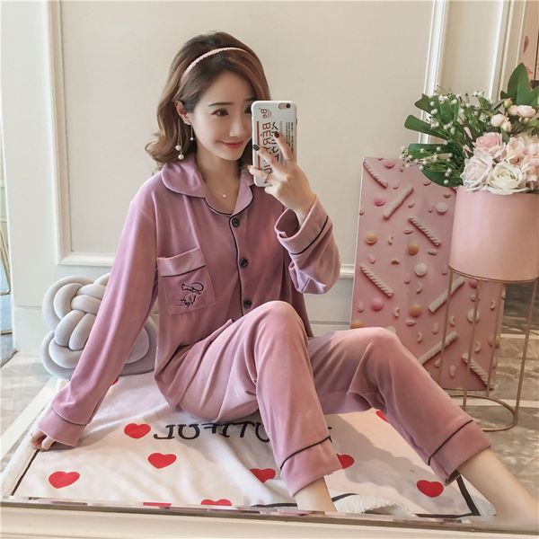 winter pajamas women's new type of gold velvet elastic chest opening secret protection suit household clothes pajamas, Black;red
winter pajamas women's new type of gold velvet elastic chest opening secret protection suit household clothes pajamas, Black;red