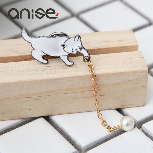 anise cute white cat imitation pearl brooch pin fashion animal kitten tassel chain brooch foe women collar adornment brooches, Gray
anise cute white cat imitation pearl brooch pin fashion animal kitten tassel chain brooch foe women collar adornment brooches, Gray