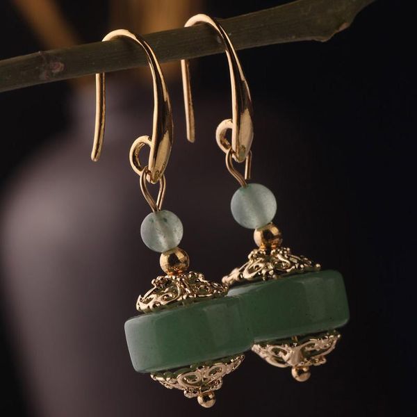 new ethnic green aventurine earrings vintage delicate drop earrings chinese wind jewelry women, Silver
new ethnic green aventurine earrings vintage delicate drop earrings chinese wind jewelry women, Silver