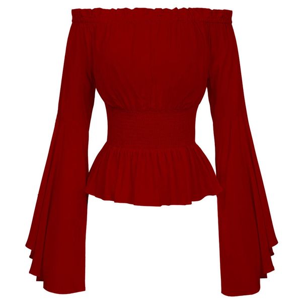 elegant women long flare sleeve blouse camisas mujer new fashion off shoulder vintage shirt corset blouse femme blusas, White
elegant women long flare sleeve blouse camisas mujer new fashion off shoulder vintage shirt corset blouse femme blusas, White