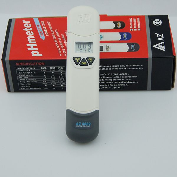 az8682 waterproof digital ph testing pen ph meter temperature tester with lcd dual display range: 0-14.0ph accuracy: 0.05ph
az8682 waterproof digital ph testing pen ph meter temperature tester with lcd dual display range: 0-14.0ph accuracy: 0.05ph
