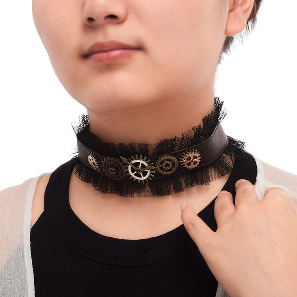 1pc vintage girls steampunk gear pu choker necklace gothic punk lace lady neckwear, Golden;silver
1pc vintage girls steampunk gear pu choker necklace gothic punk lace lady neckwear, Golden;silver