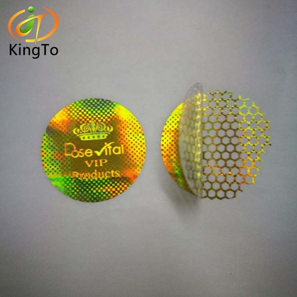 Custom Embossing Printing Self Adhesive Waterproof Holographic Label Honeycomb Tamper Proof Hologram Sticker