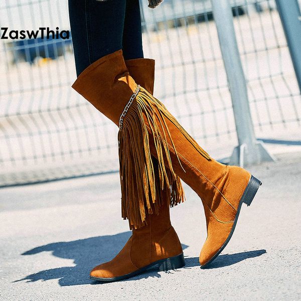 zawsthia winter flat heel ladies over the knee high boots with fringes tassels cowgirl western boots female womens shoes, Black
zawsthia winter flat heel ladies over the knee high boots with fringes tassels cowgirl western boots female womens shoes, Black