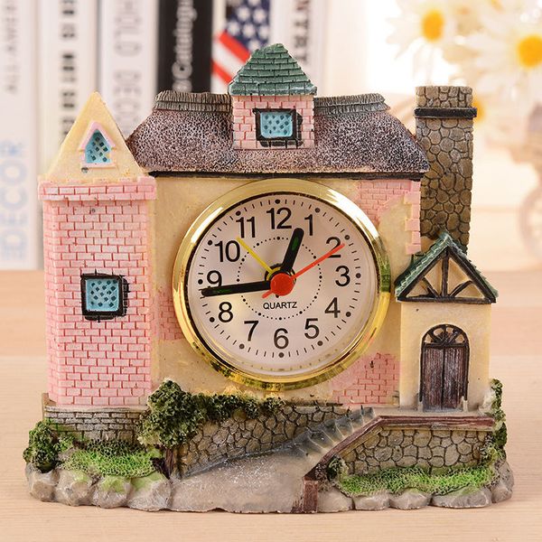 castle creative desk clock resin crafts clock home decoration