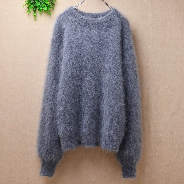 ladies women fashion grey hairy mink cashmere slim bottoming pullover long lantern sleeves angora fur knitted jumper, White;black
ladies women fashion grey hairy mink cashmere slim bottoming pullover long lantern sleeves angora fur knitted jumper, White;black
