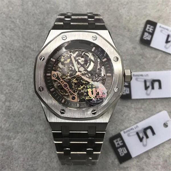 luxury men's watch sapphire glass series 41mm skeleton dial automatic movement solid stainless strap wrist watch luxury mens watches, Slivery;brown
luxury men's watch sapphire glass series 41mm skeleton dial automatic movement solid stainless strap wrist watch luxury mens watches, Slivery;brown