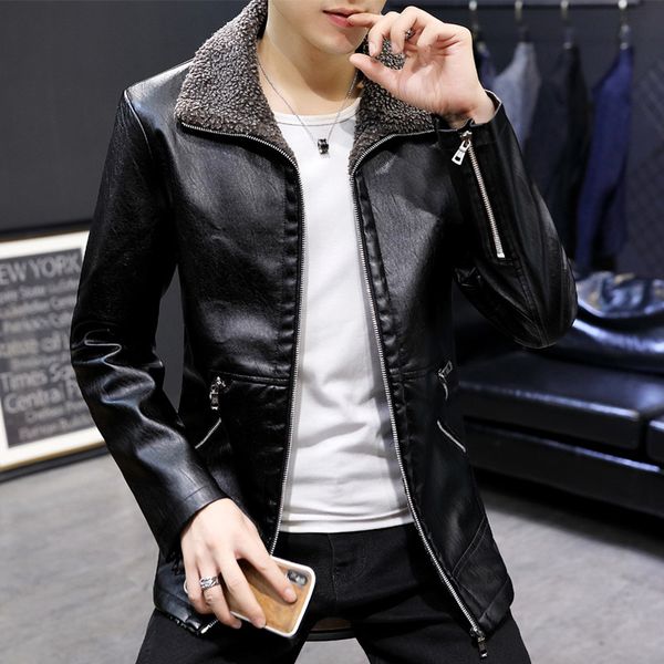 2019 leather men's winter new plus velvet thick leather jacket fur one coat youth jacket faux fur coat men, Black
2019 leather men's winter new plus velvet thick leather jacket fur one coat youth jacket faux fur coat men, Black