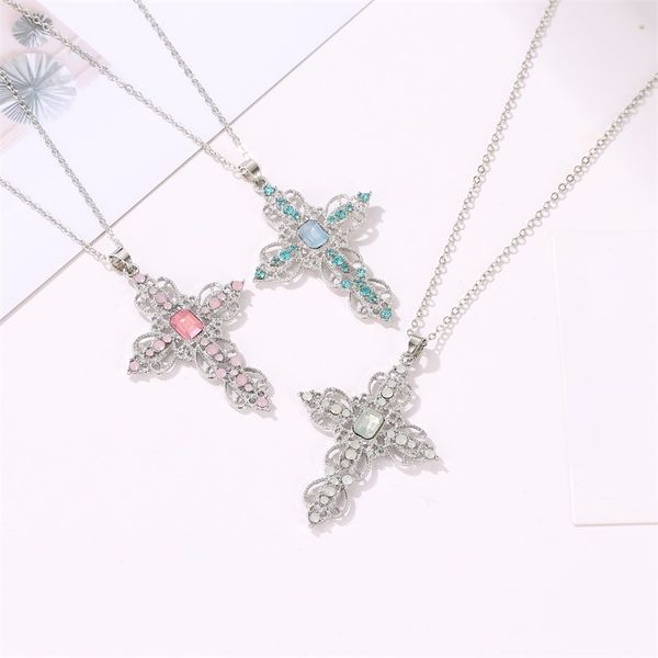 fashion classic cross necklace bohemian hollow rhinestone necklace accessories couple jewelry gift, Silver
fashion classic cross necklace bohemian hollow rhinestone necklace accessories couple jewelry gift, Silver