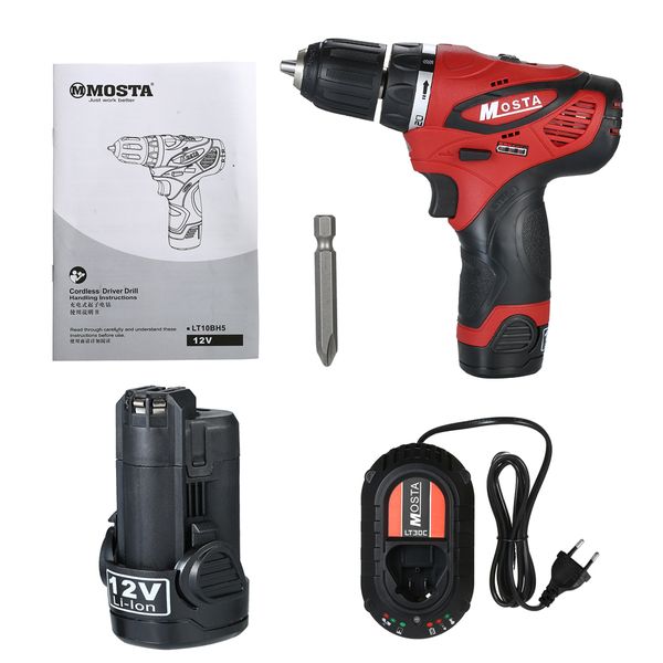 mosta 12v 180w power tool electric drill rechargeable cordless drill kit 1500mah li-ion battery 27n.m 1350rpm
mosta 12v 180w power tool electric drill rechargeable cordless drill kit 1500mah li-ion battery 27n.m 1350rpm