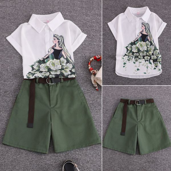 summer 2 pieces suits girl print chiffon blouse shirt women + shorts set women two piece set tracksuit with belt, Blue;gray
summer 2 pieces suits girl print chiffon blouse shirt women + shorts set women two piece set tracksuit with belt, Blue;gray