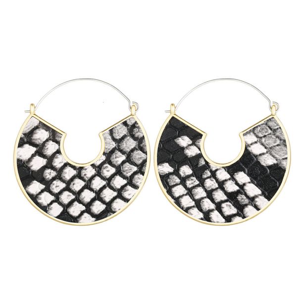 

jouval snake skin leopard leather round drop earrings for women punk vintage geometric female jewelry big dangle earings brincos, Silver