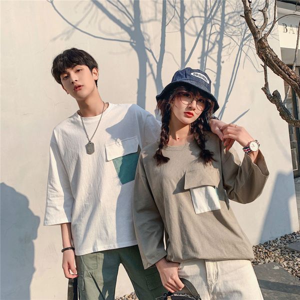 summer cotton t shirt men's fashion hit color casual couple t-shirt men streetwear wild loose seven-point sleeve tshirt mens, White;black
summer cotton t shirt men's fashion hit color casual couple t-shirt men streetwear wild loose seven-point sleeve tshirt mens, White;black