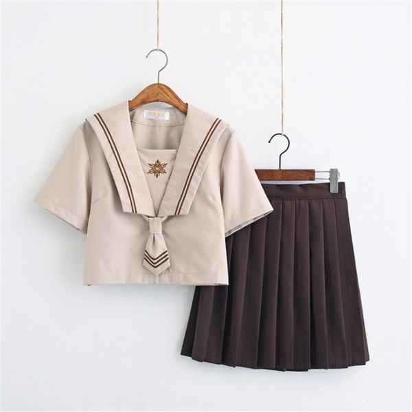 summer clothes for women japanese school uniforms lovely girl cosplay brown jk style 2 piece set women costume short sleeve, White
summer clothes for women japanese school uniforms lovely girl cosplay brown jk style 2 piece set women costume short sleeve, White