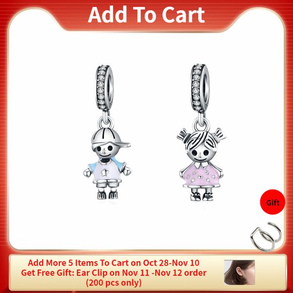 authentic 925 sterling silver charm boy and girl pendant charm fit original s925diy bracelet fine silver jewelry, Bronze;silver 
authentic 925 sterling silver charm boy and girl pendant charm fit original s925diy bracelet fine silver jewelry, Bronze;silver