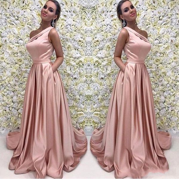 2019 new pink mermaid prom dresses satin one shoulder sleeveless open back floor length plus size party evening gowns, Black
2019 new pink mermaid prom dresses satin one shoulder sleeveless open back floor length plus size party evening gowns, Black
