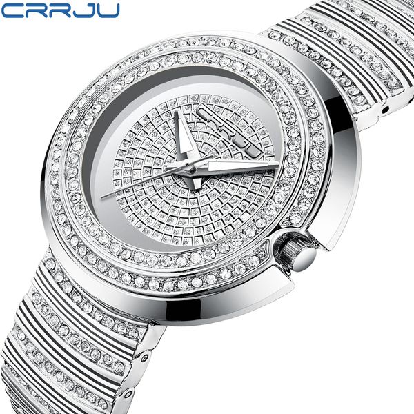 women's fashion casual analog quartz watches crrju women diamond rhinestone crystal bracelet wristwatch feminino gift clock, Slivery;brown
women's fashion casual analog quartz watches crrju women diamond rhinestone crystal bracelet wristwatch feminino gift clock, Slivery;brown