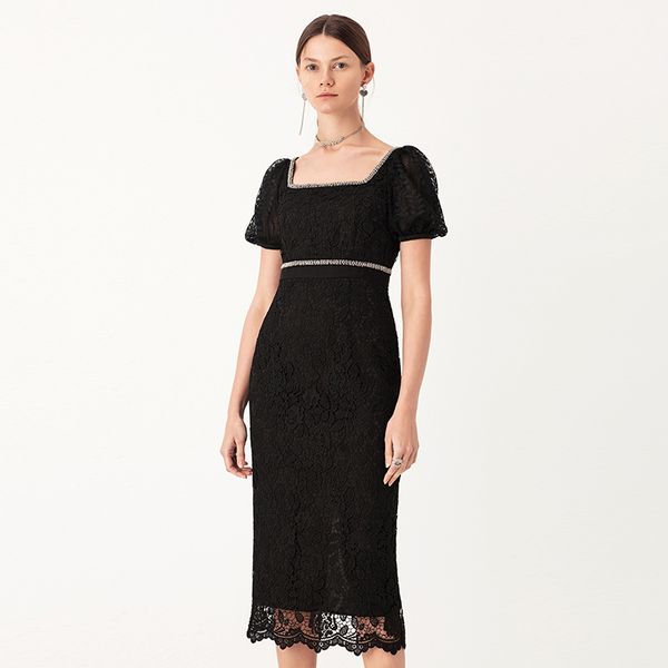 yigelila new arrivals women elegant lace dress solid square collar beading dress empire slim mid-length black sheath 65498, Black;gray 
yigelila new arrivals women elegant lace dress solid square collar beading dress empire slim mid-length black sheath 65498, Black;gray