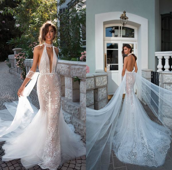 2019 elihav sasson mermaid wedding dresses halter lace applique backless bohemian wedding dress illusion boho bridal gown, White
2019 elihav sasson mermaid wedding dresses halter lace applique backless bohemian wedding dress illusion boho bridal gown, White
