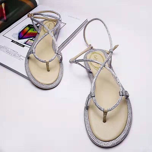 sandals with crystal embellished serpentine design flat shoes, Black