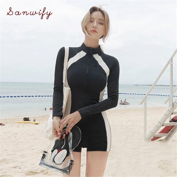 long sleeve rash women striped piece swimsuit zipper swimwear shorts surfing suit high neck diving clothes
long sleeve rash women striped piece swimsuit zipper swimwear shorts surfing suit high neck diving clothes