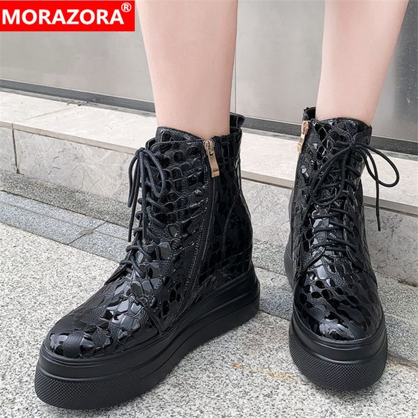 morazora 2020 new fashion wedges platform boots women genuine leather ankle boots lace up zip autumn punk shoes female, Black
morazora 2020 new fashion wedges platform boots women genuine leather ankle boots lace up zip autumn punk shoes female, Black