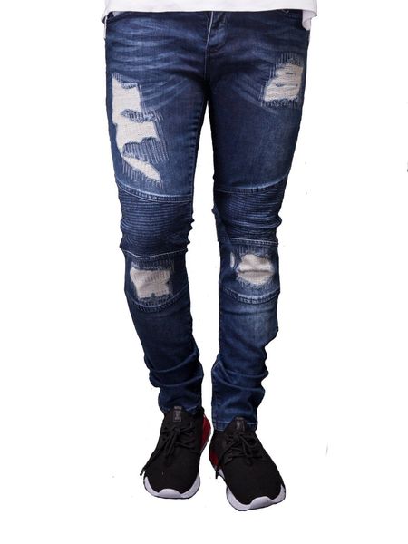 mens cool designer brand pencil jeans skinny ripped destroyed stretch slim fit hop hop pants with holes for men nk54, Blue
mens cool designer brand pencil jeans skinny ripped destroyed stretch slim fit hop hop pants with holes for men nk54, Blue
