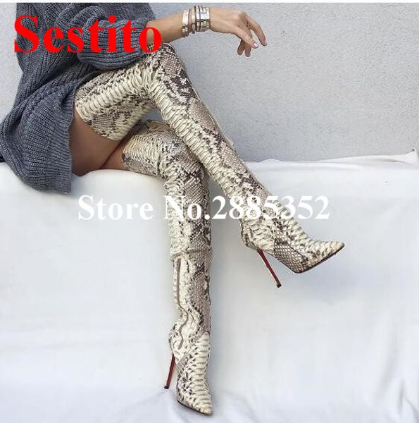 sestito selling fashion snakeskin shoes women stiletto snake printed party night club stage women over the knee boots, Black
sestito selling fashion snakeskin shoes women stiletto snake printed party night club stage women over the knee boots, Black
