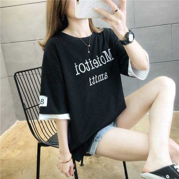 2020 letter embroidered short sleeve t- female students casual large size women's wear base embroidered t-shirt shirt shirt, White
2020 letter embroidered short sleeve t- female students casual large size women's wear base embroidered t-shirt shirt shirt, White