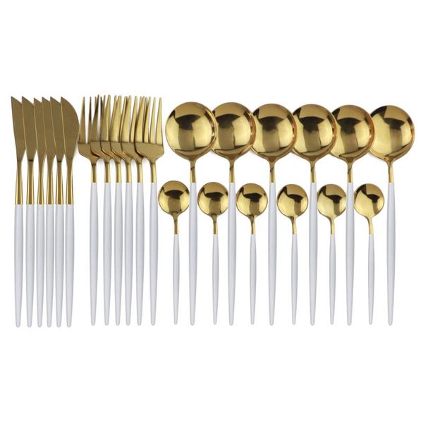 dinnerware sets 24pcs/set white gold flatware set stainless steel cutlery knife fork spoon tableware cutleries western silverware
dinnerware sets 24pcs/set white gold flatware set stainless steel cutlery knife fork spoon tableware cutleries western silverware