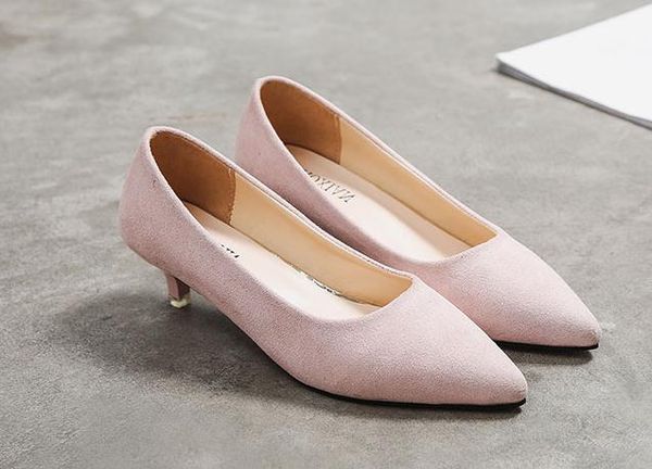 2018 suede women's shoes in spring and autumn with new style middle heel fine heel pointed end, Black
2018 suede women's shoes in spring and autumn with new style middle heel fine heel pointed end, Black