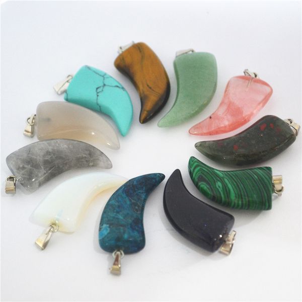 natural stones onyx pink quartz crystal tiger eye horn shape pendants jewelry for women men gift 12pcs 30*14mm, Silver
natural stones onyx pink quartz crystal tiger eye horn shape pendants jewelry for women men gift 12pcs 30*14mm, Silver