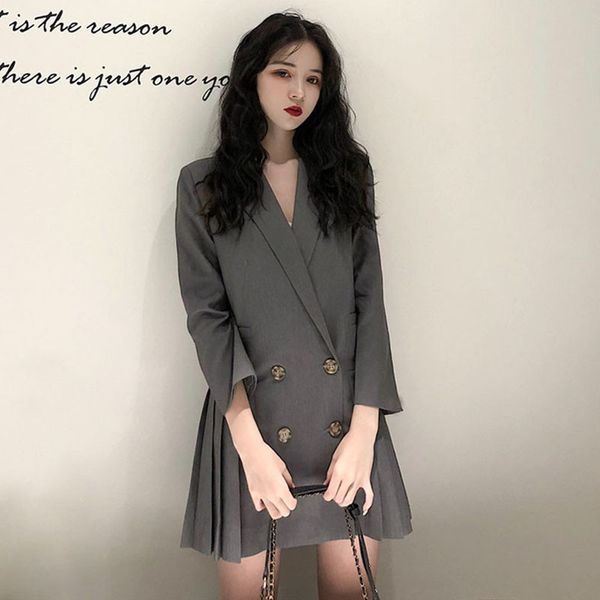 fashion women retro black grey blazers fashion notched neck long coats double breasted chic blazer female elegant long jackets, White;black
fashion women retro black grey blazers fashion notched neck long coats double breasted chic blazer female elegant long jackets, White;black