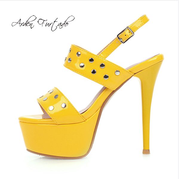 sandals arden furtado summer fashion trend women's shoes yellow silver waterproof buckle pure color stilettos heels big size 48, Black
sandals arden furtado summer fashion trend women's shoes yellow silver waterproof buckle pure color stilettos heels big size 48, Black
