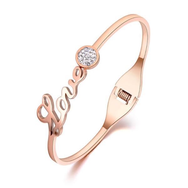 rose gold stainless steel love letter cz crystal cuff bangles bracelets jewelry for women valentine's day gift b19031, Black
rose gold stainless steel love letter cz crystal cuff bangles bracelets jewelry for women valentine's day gift b19031, Black
