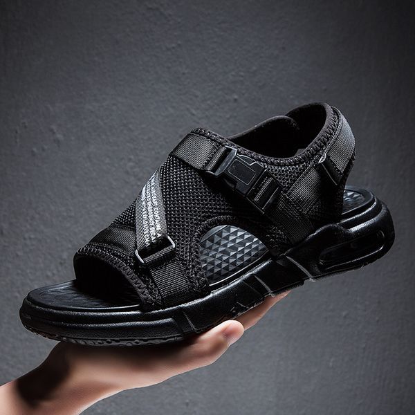 mens sandals summer beach sandals sandles air cushion mens light weight water shoes chaussure homme sandalen, Black