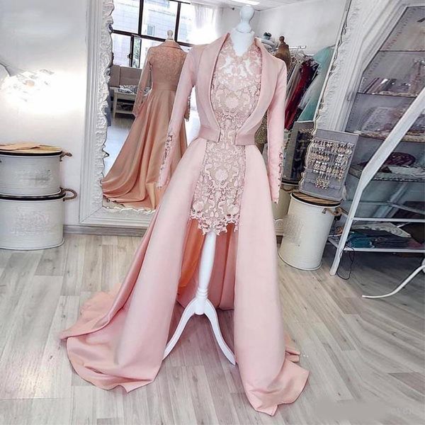 2 pieces pink sheath short evening dresses with coat v neck long sleeve full lace party gowns satin women's special occasion dress, Black;red
2 pieces pink sheath short evening dresses with coat v neck long sleeve full lace party gowns satin women's special occasion dress, Black;red