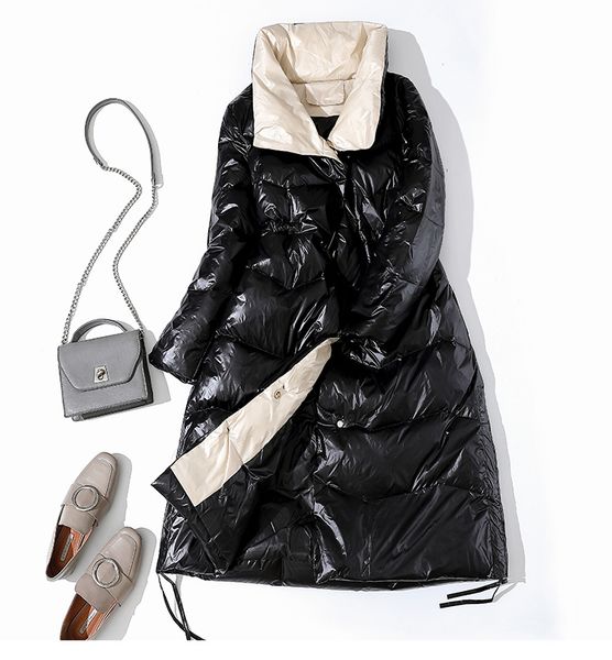 new 2019 winter double-faced down jacket women's high collar white duck down jacket long paragraph parkas clothing, Black
new 2019 winter double-faced down jacket women's high collar white duck down jacket long paragraph parkas clothing, Black
