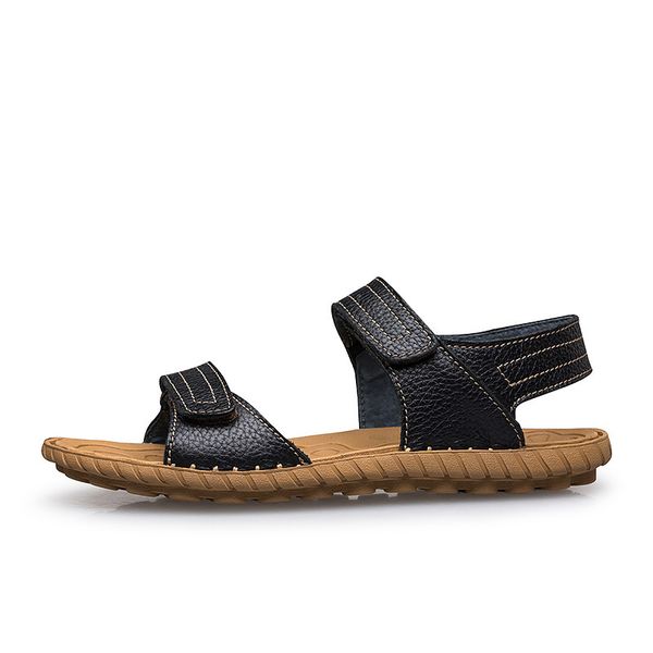leather sandals men summer beach shoes plus size casual concise retro open toe flat sandals comfortable slippers, Black
leather sandals men summer beach shoes plus size casual concise retro open toe flat sandals comfortable slippers, Black
