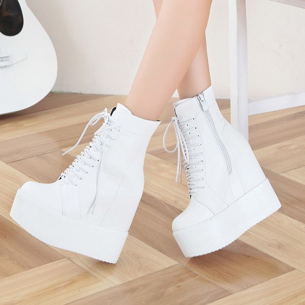 wedges ankle boots white black rubber sole shoes platform boots women lacing autumn platform heels shoes heel 13 cm
wedges ankle boots white black rubber sole shoes platform boots women lacing autumn platform heels shoes heel 13 cm