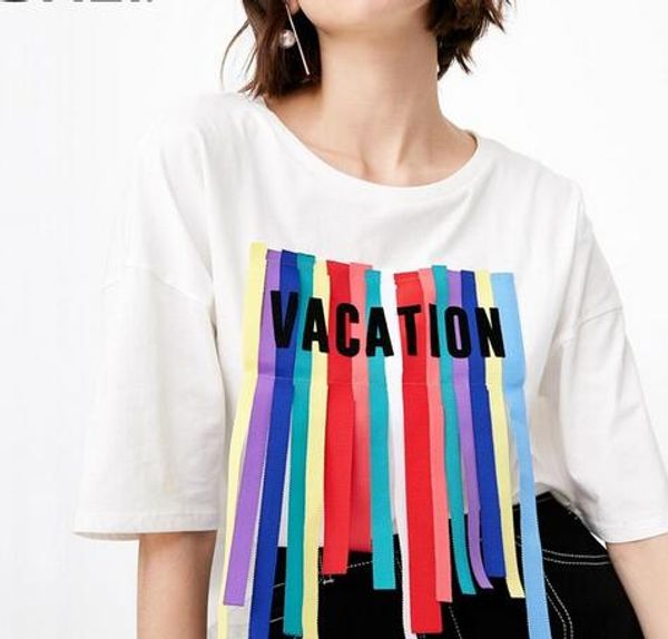 женская 100% хлопок цветной письмо полосы футболка, White
женская 100% хлопок цветной письмо полосы футболка, White